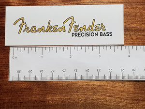 Franken Fender P Bass Custom Waterslide Decal for Headstock. Metallic Color Fills. Hand Painted