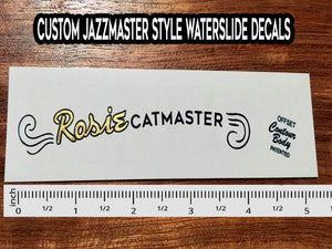 Custom Jazzmaster Style Waterslide Decals. Your Custom Text with Metallic Color Fills