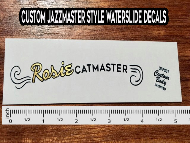 Custom Jazzmaster Style Waterslide Decals. Your Custom Text with Metallic Color Fills